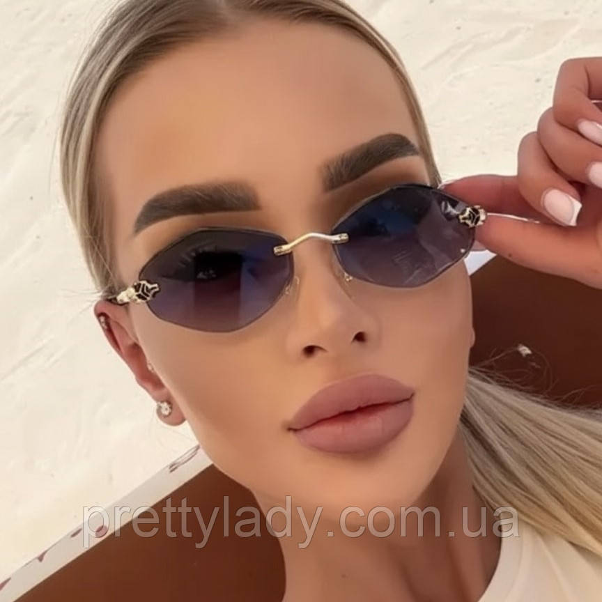 Сонцезахисні окуляри унісекс ромби Panthere без оправи градієнт сірі, фото 1