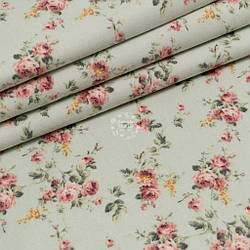 Фланель "Букети троянд" на світло-м'ятному тлі, ширина 240 см