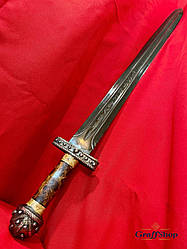 Вікінгський меч ручної роботи з ручним гравіюванням + Кап горіха + піхви зі шкіри