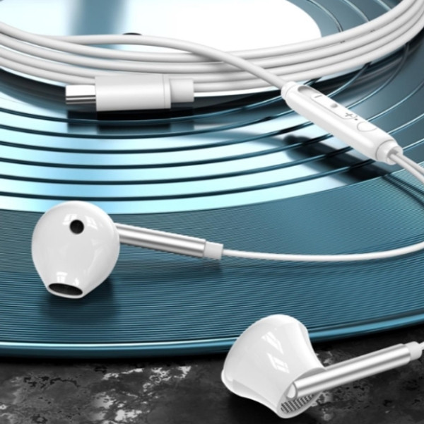 Навушники дротові XO EP66 Crescent Type-C digital decoding flat earphone Білі, фото 1