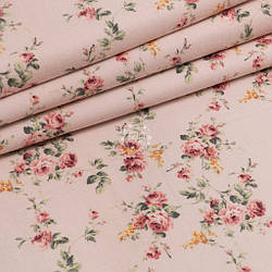 Фланель "Букети троянд" на світло-пудровому тлі, ширина 240 см