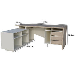 Письмовий стіл офісний Connect 1 L SK 190х163.8 см дуб кремона котта та стоун бейж з лівою приставкою