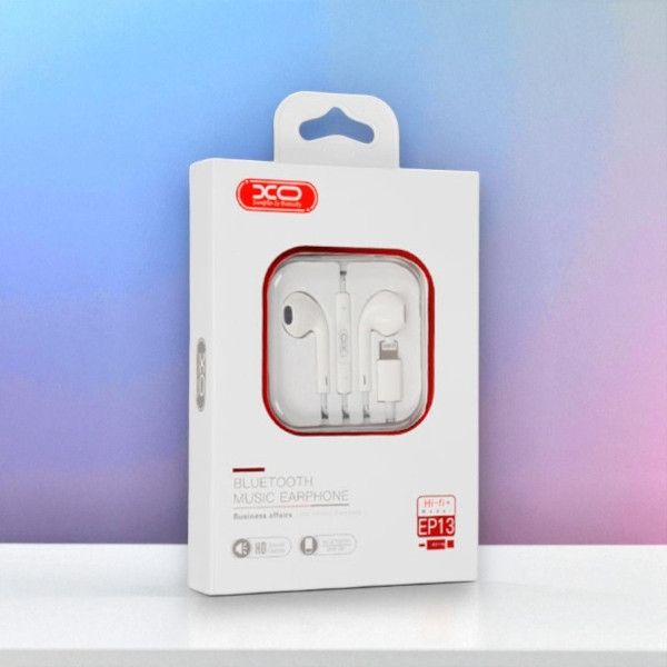 Навушники провідні з мікрофоном гарнітура XO EP13 Lightning Білі, фото 1