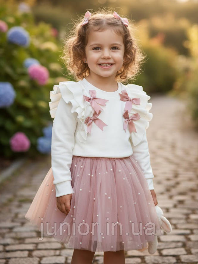 Святковий костюм для дівчинки светрик і фатинова спідниця 116-128р, фото 1