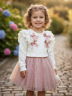 Святковий костюм для дівчинки светрик і фатинова спідниця  116-128р