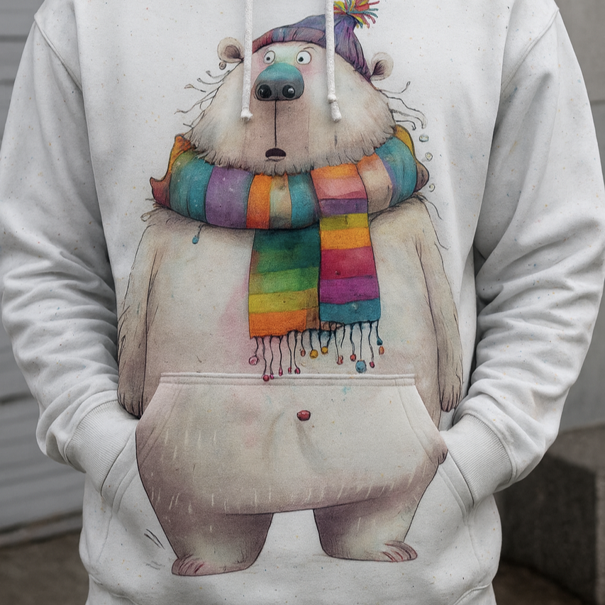 КУПОН Футер двонитка «Веселий Мішаня» 80 см — 180 см. (диджитал) ПЛЯМА #1