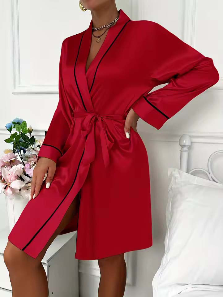 Шовкові жіночі халати №7010 Червоний, фото 1