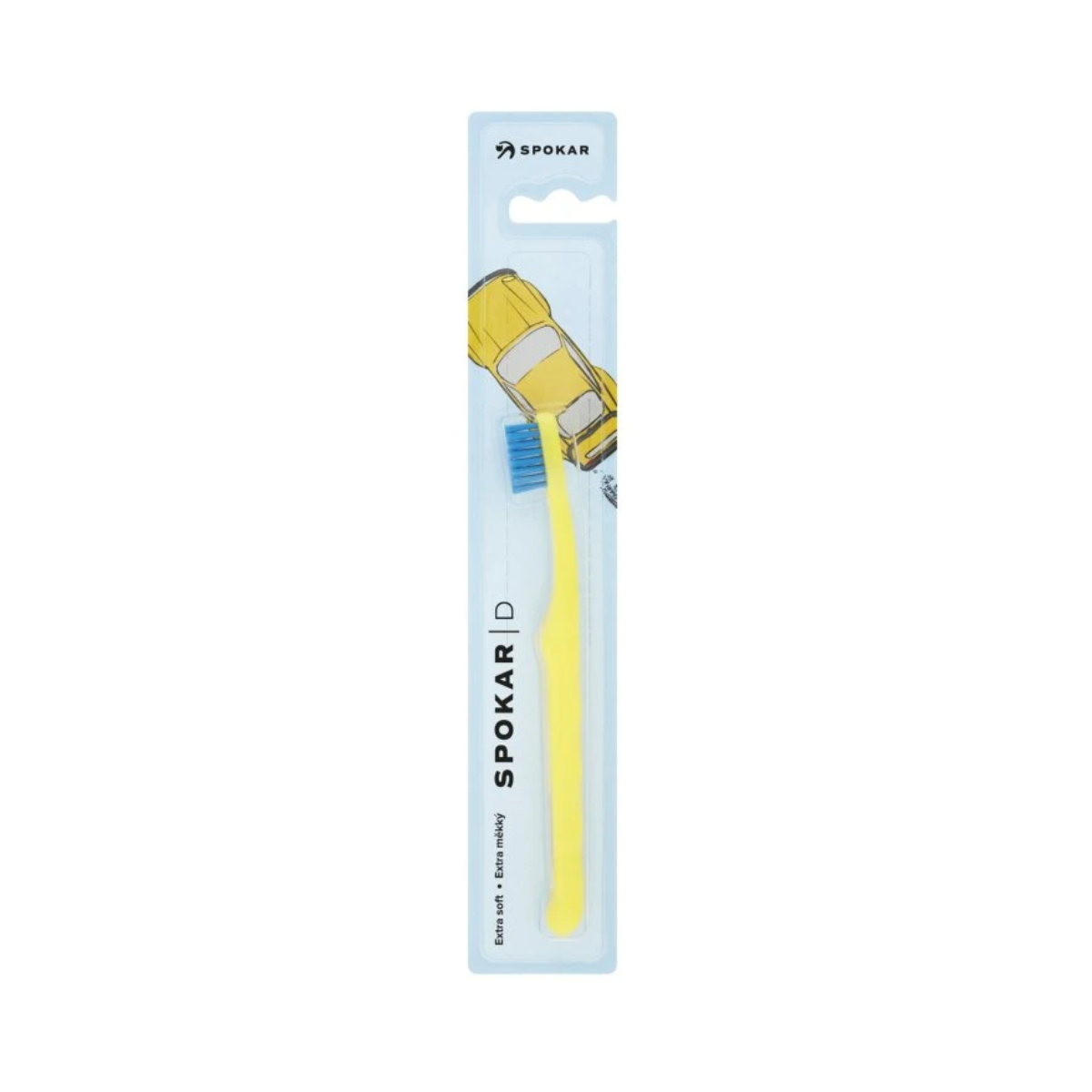 Зубна щітка ДИТЯЧА D Spokar екстрам’яка, жовта ручка / синя щетина (від 0 до 6 років), фото 1
