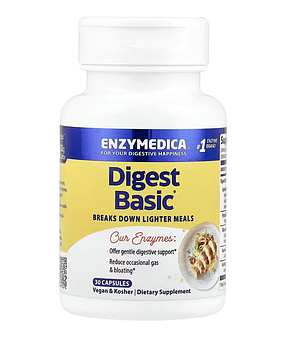 Ферменти для засвоєння їжі, Enzymedica, Digest Basic, Essential Enzyme, 30 капсул