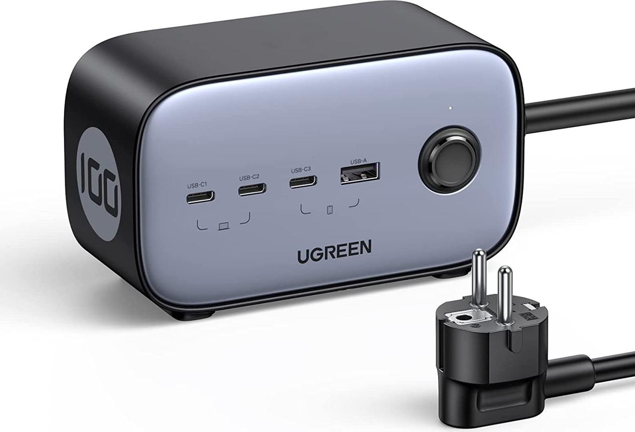 Мережевий зарядний пристрій UGREEN CD270 GaN DigiNest Pro 1*USB-A+3*USB-C 100W EU 1.8m (60167), фото 1