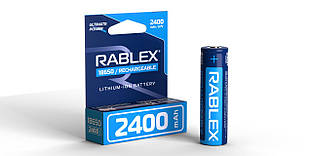 Акумулятор Rablex 18650 2400 mAh Li-ion із захистом Акумуляторні батарейки пальчикові універсальні