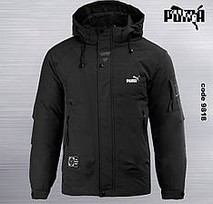 Чоловіча куртка Puma спортивна утеплена зимова куртка Пума чорна з капюшоном