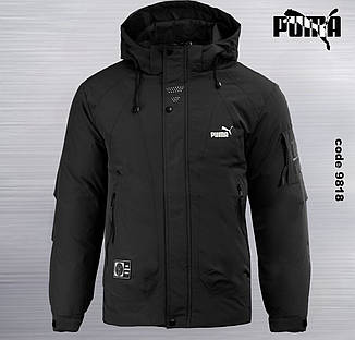 Чоловіча куртка Puma спортивна утеплена зимова куртка Пума коричнева з капюшоном, фото 2