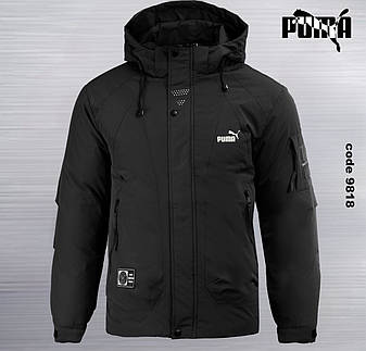 Чоловіча куртка Puma спортивна утеплена зимова куртка Пума чорна з капюшоном, фото 1