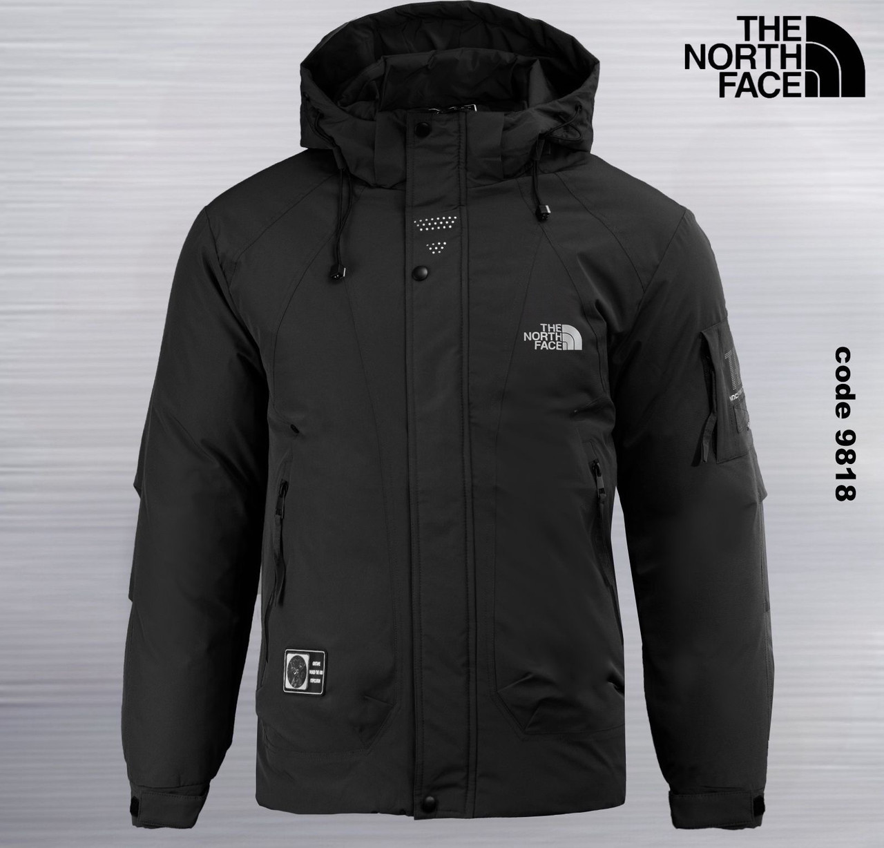 Чоловіча куртка The North Face TNF спортивна утеплена зимова куртка Зе Норт Фейс чорна з капюшоном