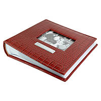 Aльбом   L094  200 ф. шкіряний прошитий кроко з  віконцем червоний
