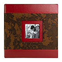 Aльбом   L086   200 ф прошитий шкіра+велюр з віконцем червоний