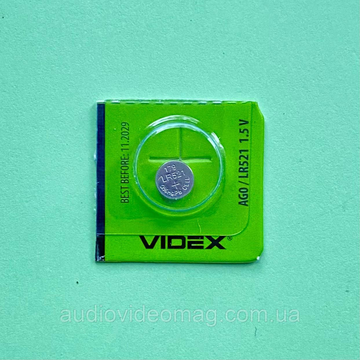 Батарейка 1.5V AG0 VIDEX (379, LR521, LR63) Alkaline, фото 1