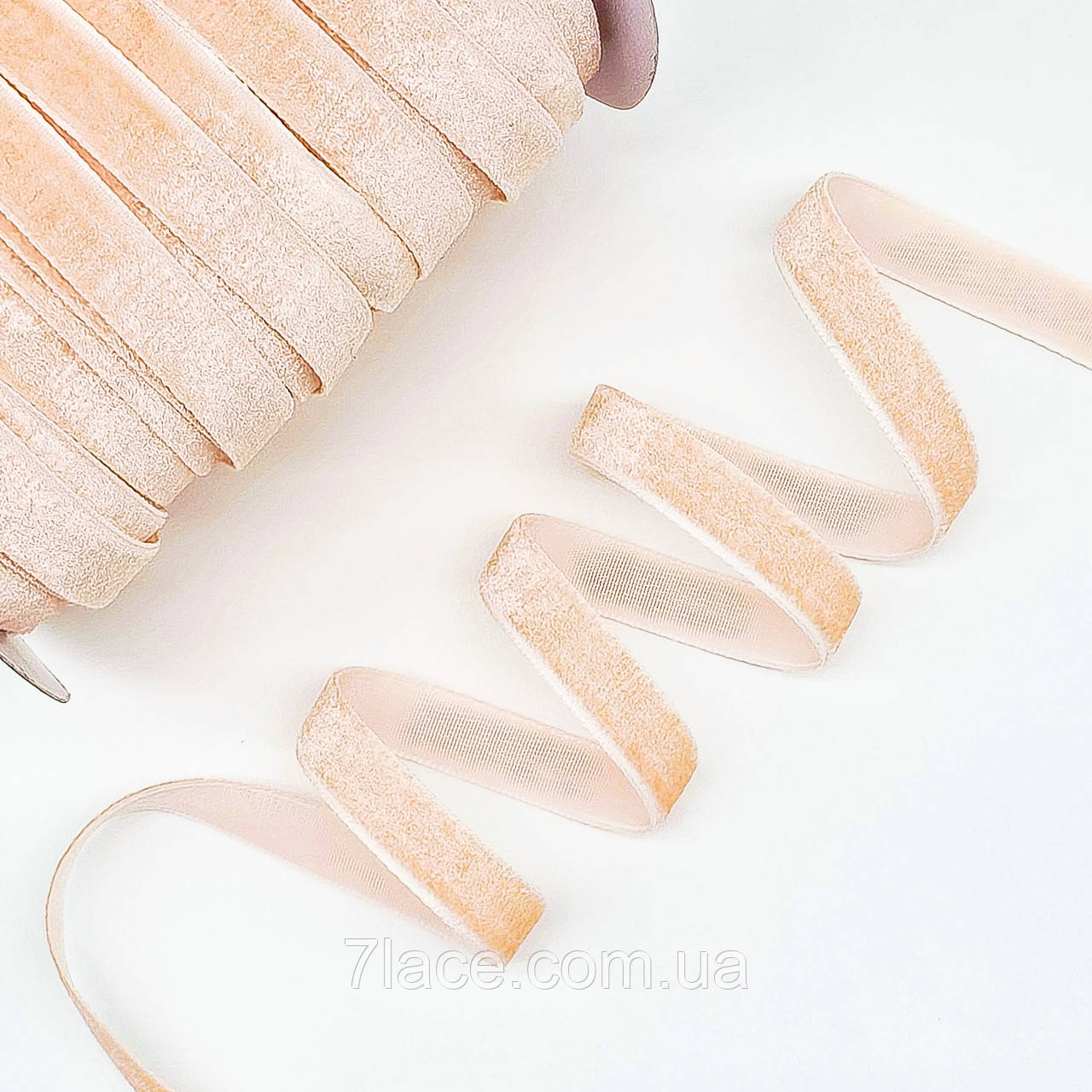 Оксамитова (велюрова) стрічка / колір #08 / ширина 1 см / у бобіні 45 метрів, фото 1