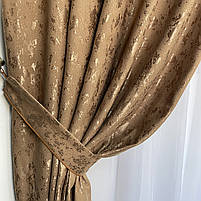 Готові штори з мармуру Кавового кольору, з тюлем (SHTN-M19n-10), фото 6