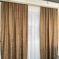 Готові штори з мармуру Кавового кольору, з тюлем (SHTN-M19n-10), фото 3