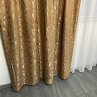 Готові штори з мармуру Кавового кольору, з тюлем (SHTN-M19n-10), фото 4