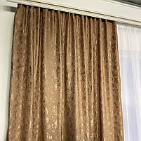 Готові штори з мармуру Кавового кольору, з тюлем (SHTN-M19n-10), фото 5