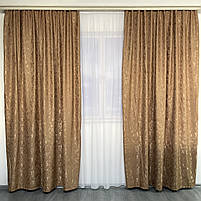 Готові штори з мармуру Кавового кольору, з тюлем (SHTN-M19n-10), фото 9