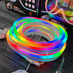 Світлодіодний гнучкий неон LED 5м Bluetooth USB кольоровий RGB з пультом, від павербанку
