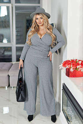 Елегантний костюм трикотаж-рубчик батал Розміри: 50-52, 54-56, 58-60, 62-64, фото 1