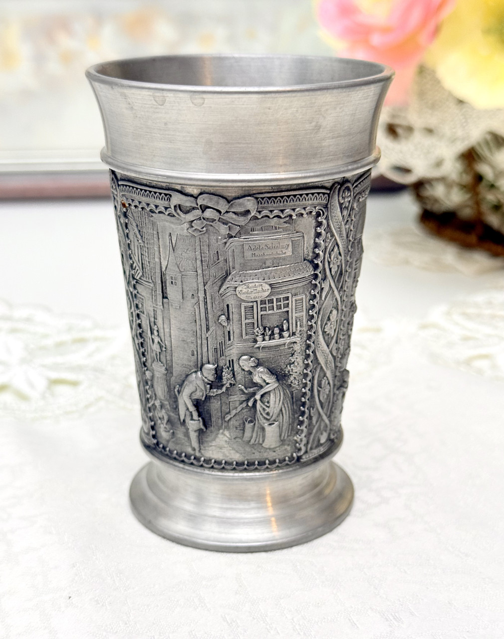 Колекційний олов'яний келих для шнапсу, 150 мл, харчове олово, Німеччина, вінтаж