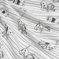 Двошаровий жатий муслін "Далматинці на лініях на фоні айворі", ширина 135 см