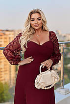 Вечірня довга сукня бордова великого розміру Розміри: 48-50, 52-54, 56-58, 60-62, 64-66, фото 3