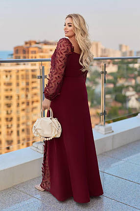 Вечірня довга сукня бордова великого розміру Розміри: 48-50, 52-54, 56-58, 60-62, 64-66, фото 2