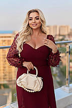Вечірня довга сукня бордова великого розміру Розміри: 48-50, 52-54, 56-58, 60-62, 64-66, фото 4