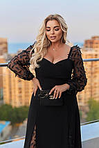 Вечірня довга сукня чорна великого розміру Розміри: 48-50, 52-54, 56-58, 60-62, 64-66, фото 4