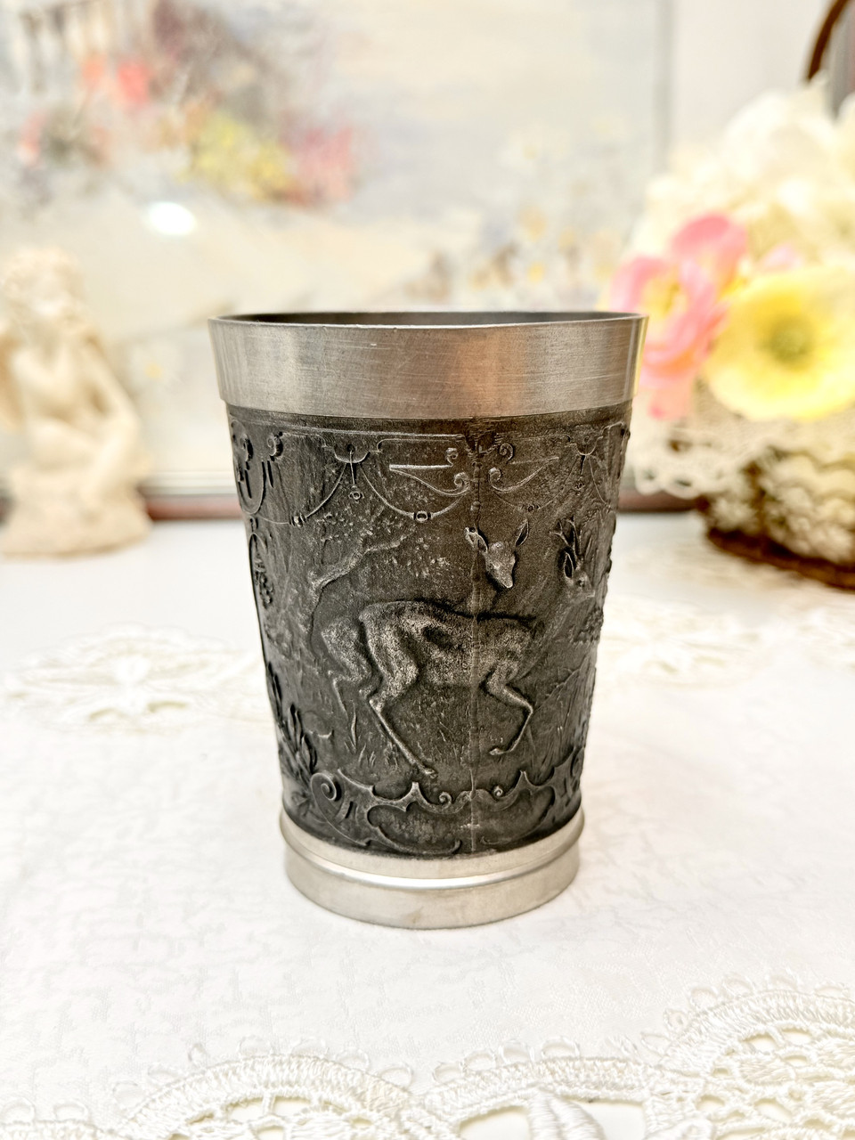 Колекційний олов'яний келих на 350 мл, харчове олово, мисливська тематика, Німеччина