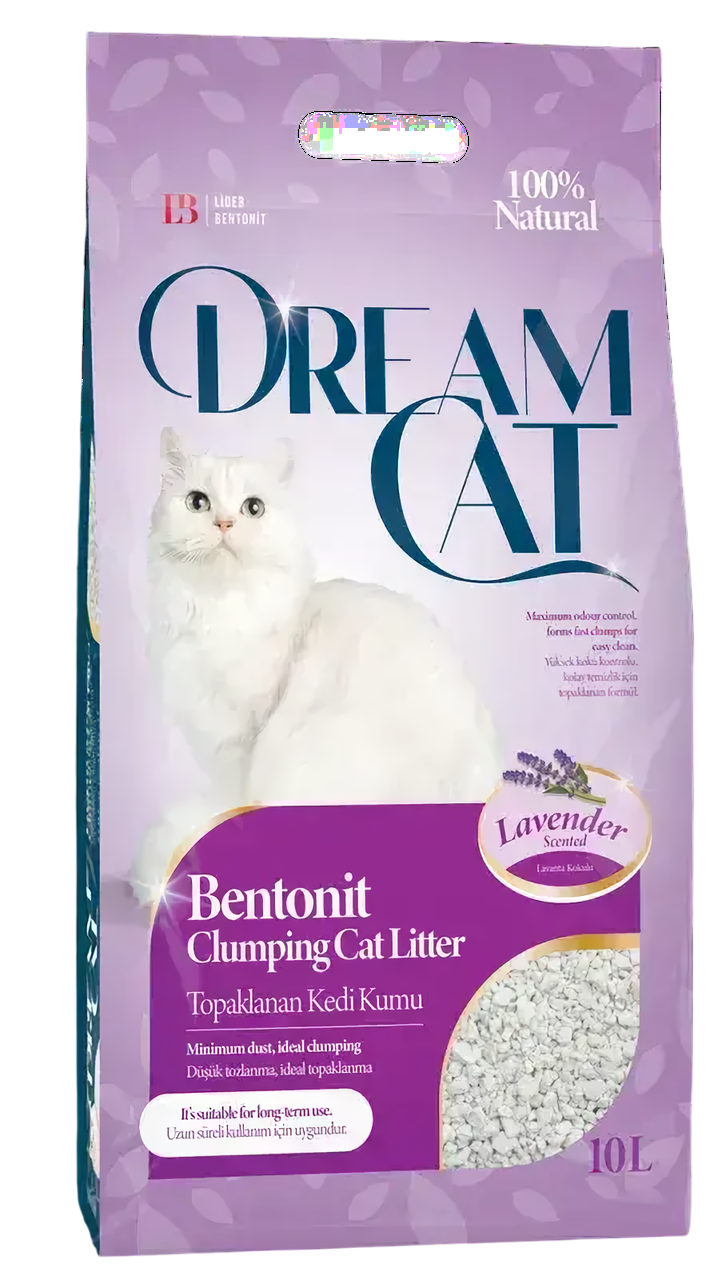 Бентонітовий наповнювач Dream Cat (Дрім Кет) для котячих туалетів з ароматом лаванди, 10 л (8.5 кг)