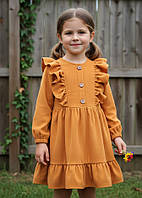 Сукня гірчично-жовте з мікровельвету "Мрія"  (116-134р)