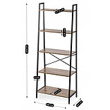 Стелаж лофт 131х64х34 см MEBEL ELITE GIA, горіх/чорний, фото 2