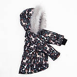 Дитяча зимова куртка парка з флісовою підкладкою та подовженою спинкою Утеплювач Thermoloft Водонепроникна Розмір 92 - 98, фото 9