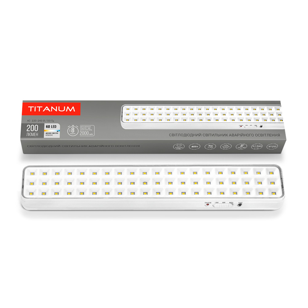 LED світильник аварійний TITANUM 60 LED 6500K, фото 1