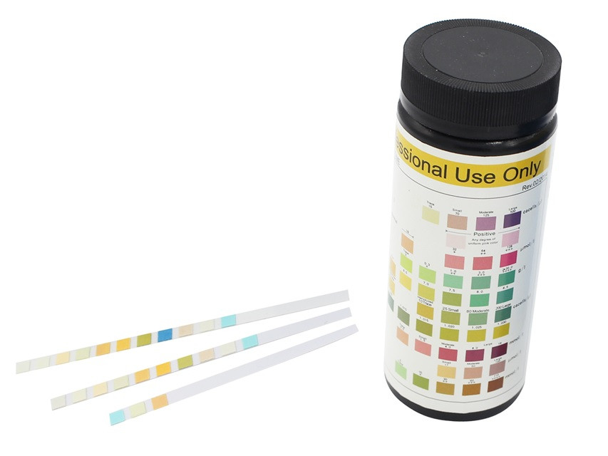 Тест-смужки URINALYSIS STRIPS для аналізу сечі, 10 параметрів, 100 шт., Італія