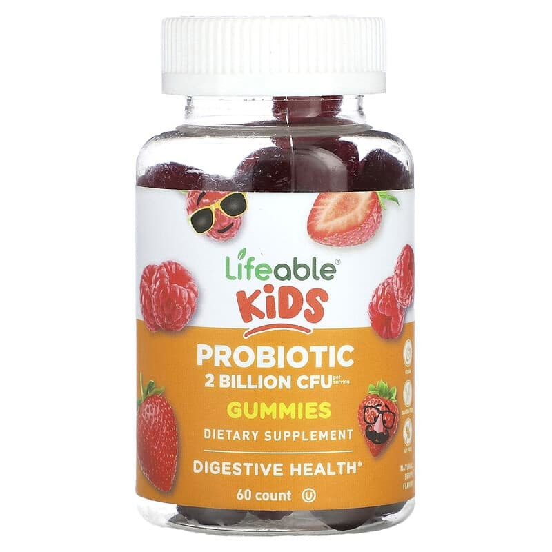 Пробіотики для дітей 1 млрд Lifeable Kids Probiotic Gummies смак ягід 60 мармеладок, фото 1