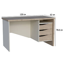 Стіл письмовий офісний з тумбою Connect 4 R SK 130х62 см дуб кремона котта та стоун бейж з ящиками без ручок