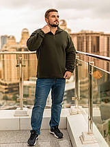 Чоловіча флісова толстовка хакі великого розміру Розміри: L, XL, XХL, фото 3