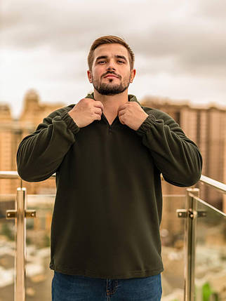 Чоловіча флісова толстовка хакі великого розміру Розміри: L, XL, XХL, фото 1