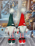 Новорічний яскравий декоративний ельф гном 75-80 см на довгих смугастих ніжках,  різдвяний український інтер'єрний гном, фото 5