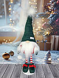Новорічний яскравий декоративний ельф гном 75-80 см на довгих смугастих ніжках,  різдвяний український інтер'єрний гном, фото 4