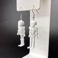 Прикраси для вух Finding Сережки скелети Хеллоуїн Білі 43 мм х 15 мм х 9 мм